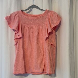 LOFT Pink Ruffle Sleeve Blouse